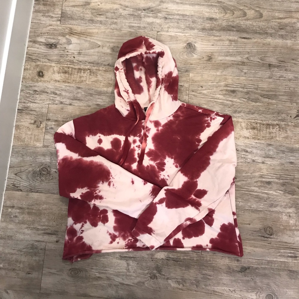 Pink tie die cropped hoodie